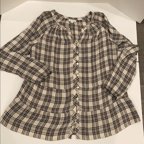 J Jill Plaid Ruffles button front top. Oversized. - Picture 9 of 9